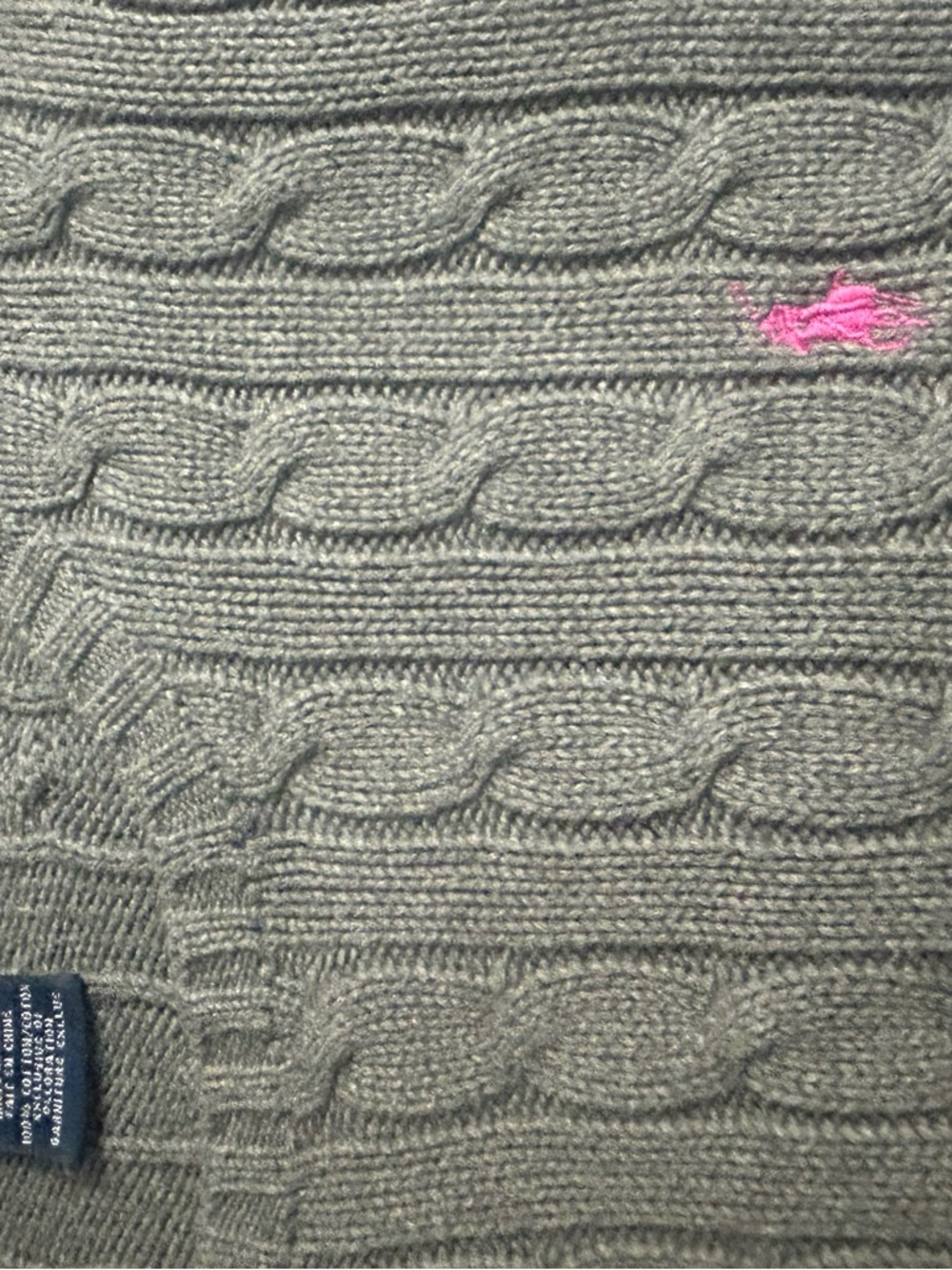 Ralph Lauren Sport Cable Knit Crewneck Sweater - Slate Gray / Medium - Picture 6 of 6